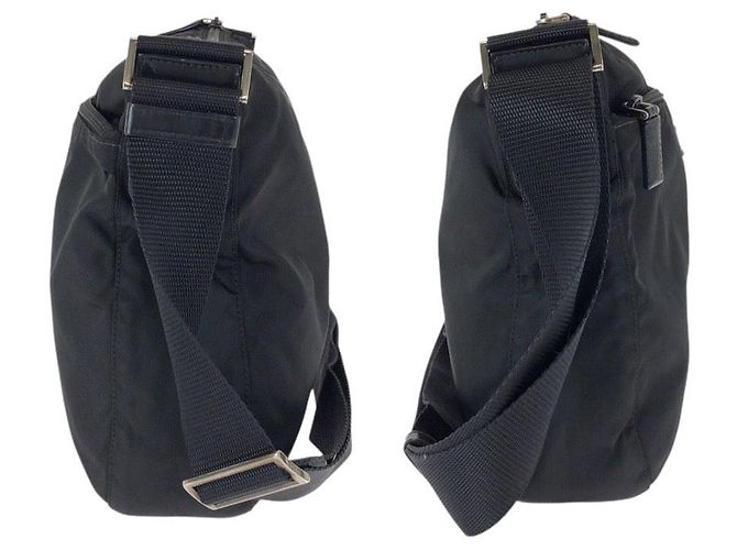 Bolsa de ombro Prada em nylon tessuto com logo triangular Preto - vista 8