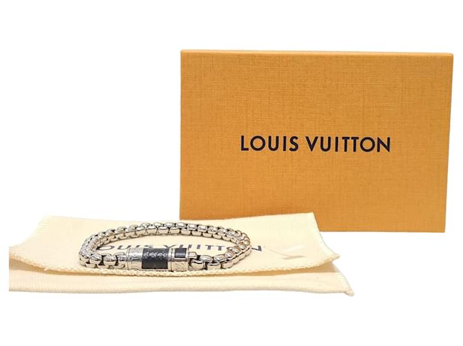 Louis Vuitton Pulseira de Cadeia Monograma Eclipse Prata Metálico - vista 5