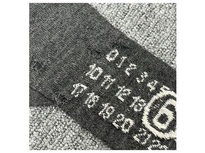 Maison Martin Margiela Luvas de Lã com Logo Número Cinza Escuro - vista 3