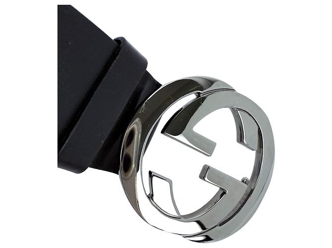 Dunkelbrauner Leder-Gürtel mit Gucci Interlocking GG Schnalle, Größe 75 - Ansicht 10