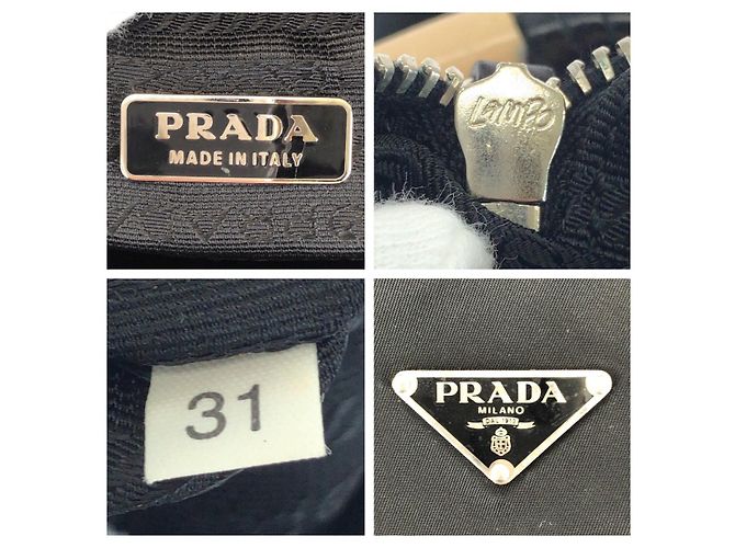 Borsa a mano Prada in nylon con placca logo Nero - vista 4