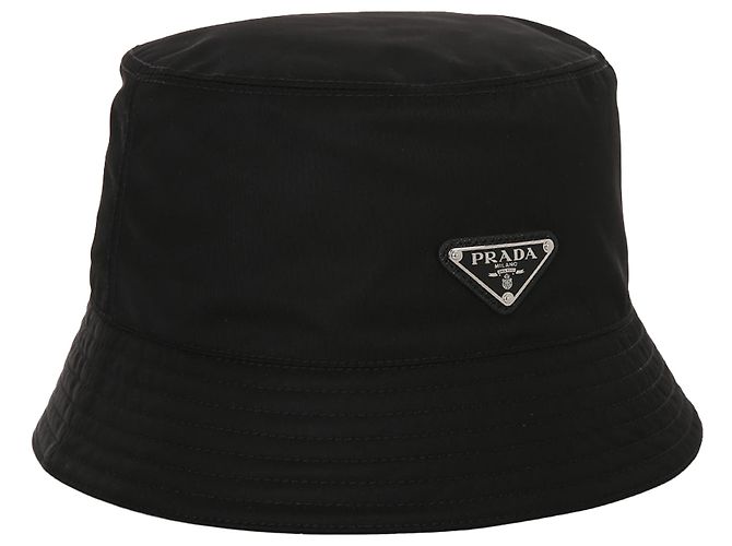 Prada Metal Logo Re-nylon Black Bucket Hat - view 3