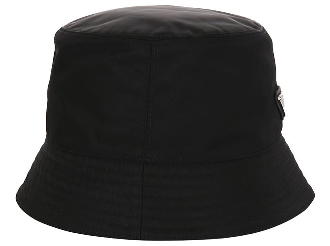 Prada Metal Logo Re-nylon Black Bucket Hat - view 4