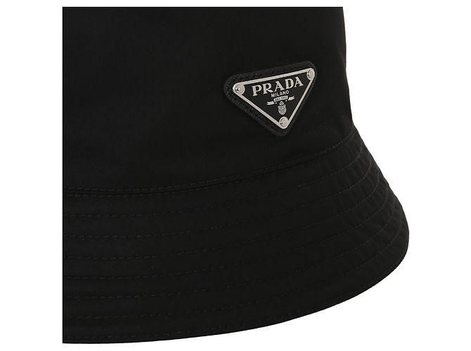 Prada Metal Logo Re-nylon Black Bucket Hat - view 6