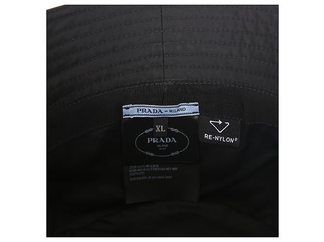 Prada Metal Logo Re-nylon Black Bucket Hat - view 7