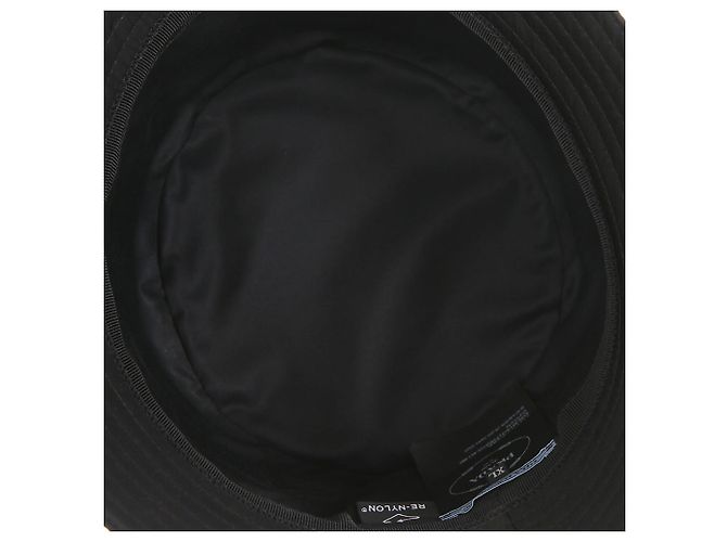 Prada Metal Logo Re-nylon Black Bucket Hat - view 9