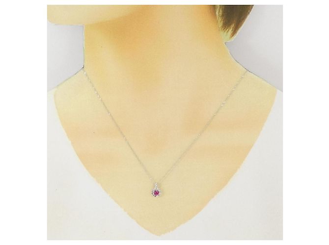 Autre Marque Collana in diamante e rubino K18WG Rosso - vista 6