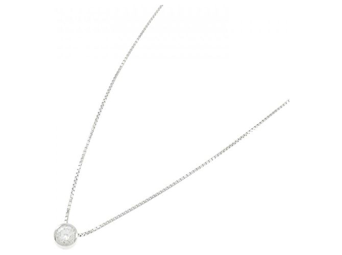 Autre Marque Platin-Diamant-Halskette Silber - Ansicht 2