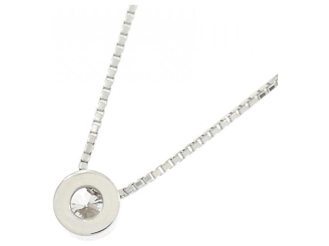Autre Marque Platin-Diamant-Halskette Silber - Ansicht 4