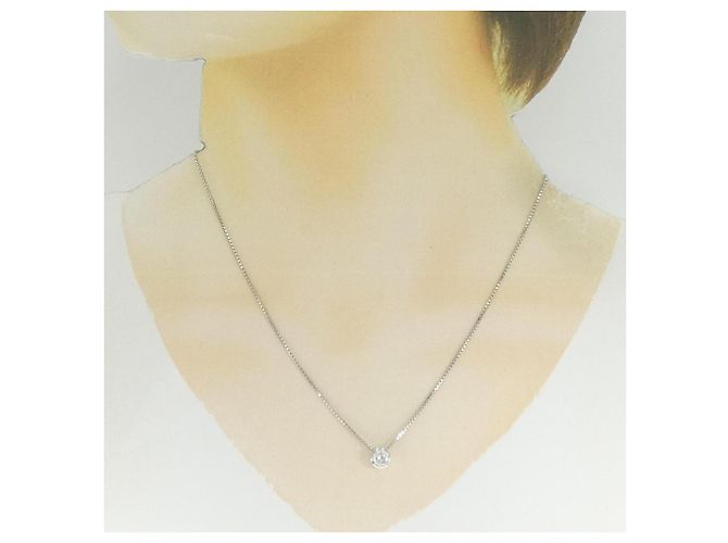 Autre Marque Platin-Diamant-Halskette Silber - Ansicht 6