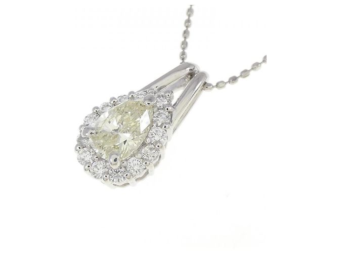 Autre Marque Platin-Diamant-Halskette Silber - Ansicht 3