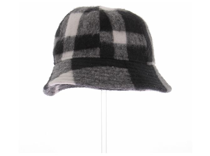 Autre Marque Cappello Bob a quadri MAISON KITSUNE nero in lana - vista 4