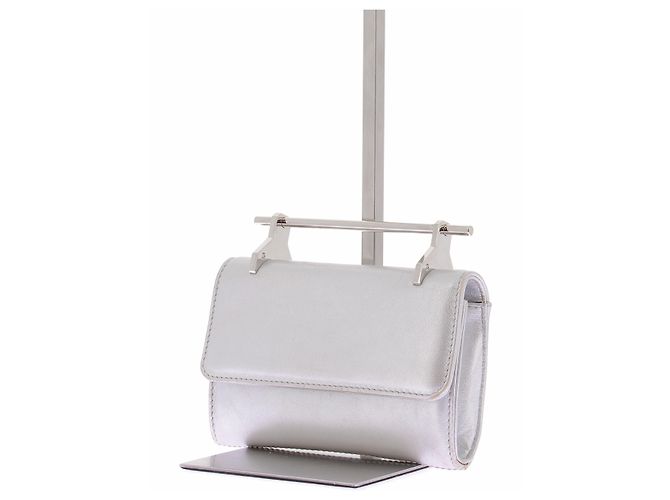 Borsa a spalla in pelle argentata M2malletier Argento - vista 5