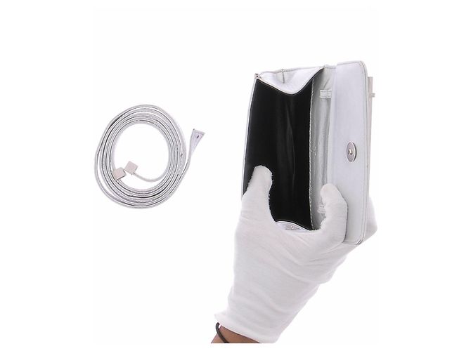 Borsa a spalla in pelle argentata M2malletier Argento - vista 6