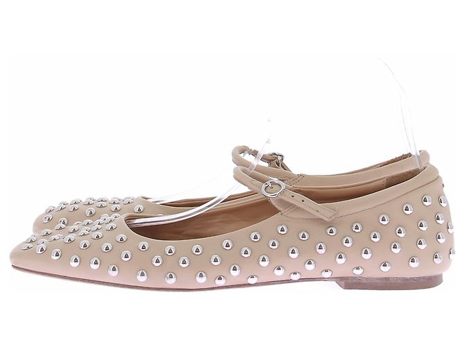 Aeyde Ballerine nude con borchie in pelle Beige - vista 3