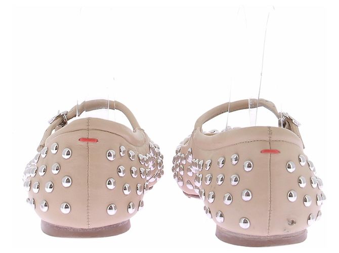 Aeyde Ballerine nude con borchie in pelle Beige - vista 5