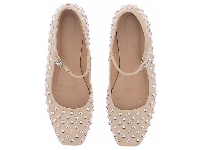 Aeyde Ballerine nude con borchie in pelle Beige - vista 6