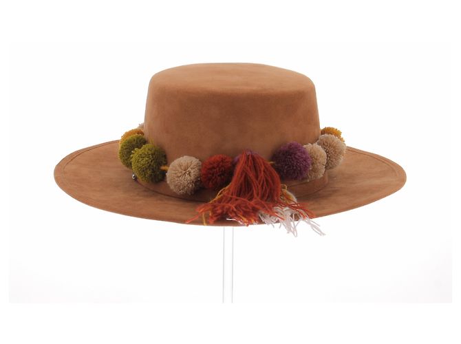 Autre Marque Cappello marrone in camoscio - vista 2