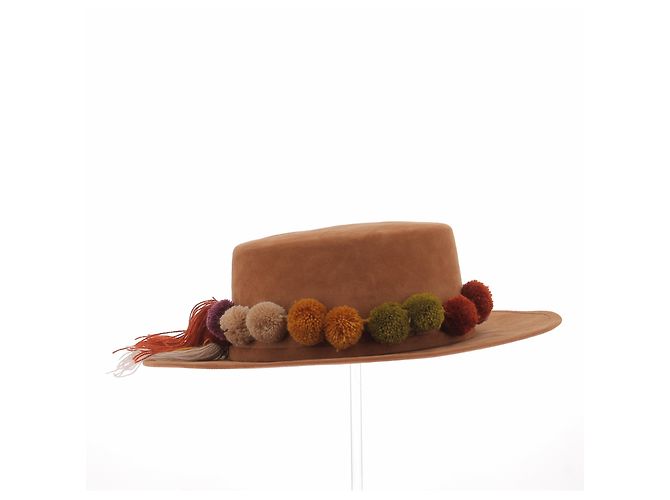 Autre Marque Cappello marrone in camoscio - vista 3
