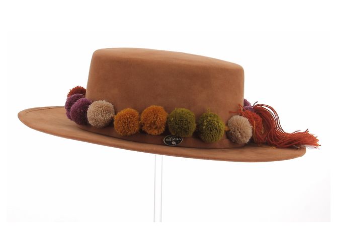 Autre Marque Cappello marrone in camoscio - vista 4