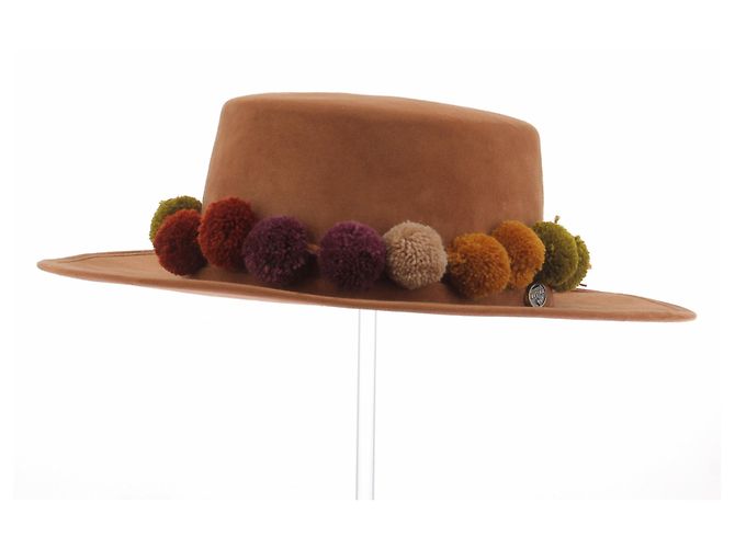 Autre Marque Cappello marrone in camoscio - vista 5
