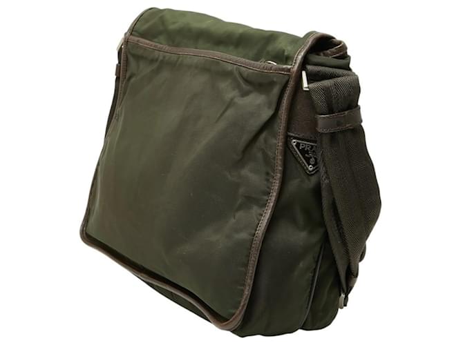 Borsa Messenger Prada Tessuto Marrone Verde Cachi - vista 2