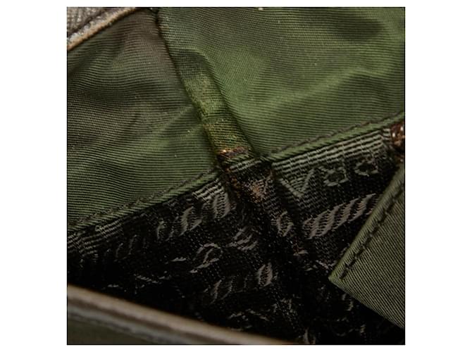 Borsa Messenger Prada Tessuto Marrone Verde Cachi - vista 8