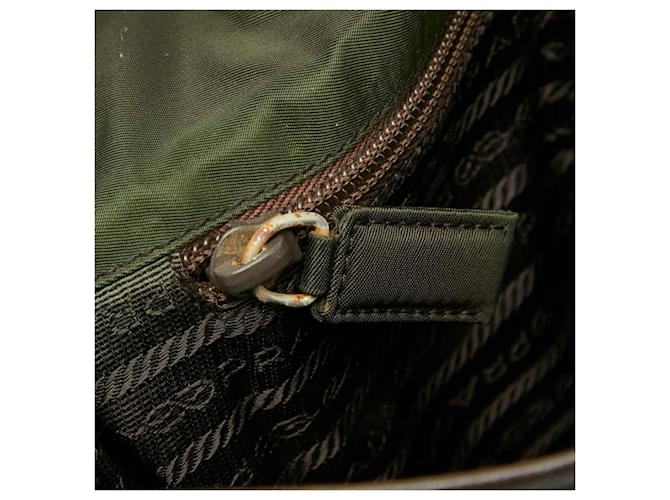 Borsa Messenger Prada Tessuto Marrone Verde Cachi - vista 9