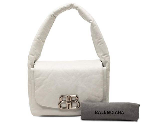 Borsa a Spalla Balenciaga Monaco BB Logo Bianco - vista 7