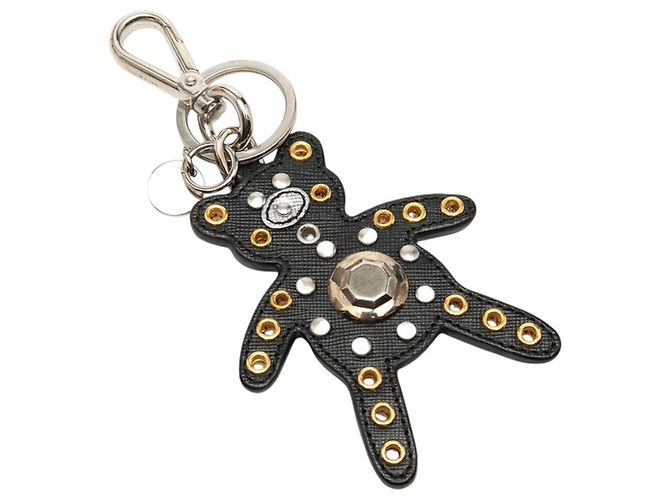 Saffiano Chaveiro Prada Bear com tachas Preto Multicor - vista 2