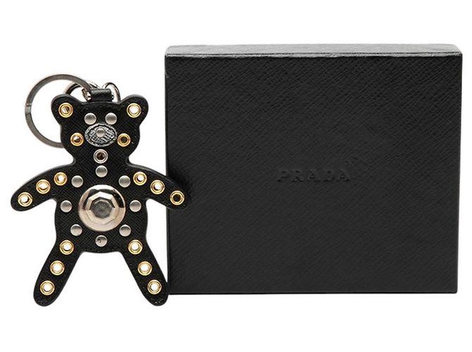 Saffiano Chaveiro Prada Bear com tachas Preto Multicor - vista 4