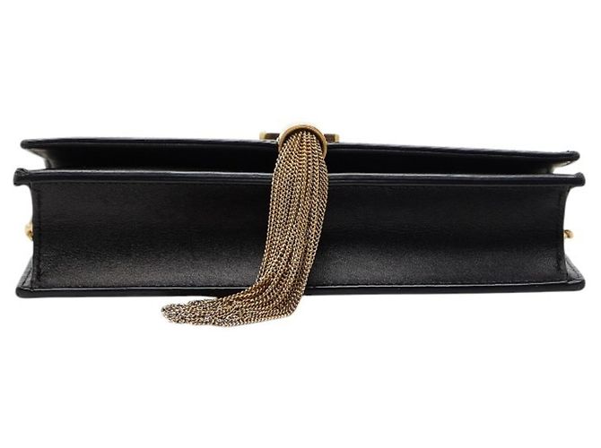 Borsa a spalla con catena e logo YSL con frange Saint Laurent Nero - vista 3