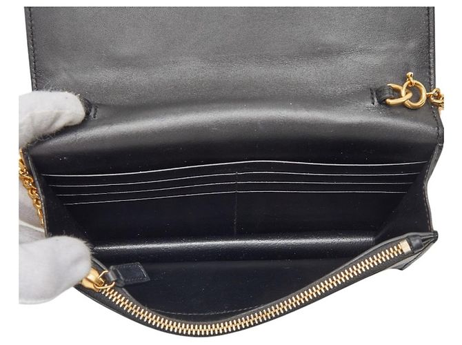 Borsa a spalla con catena e logo YSL con frange Saint Laurent Nero - vista 9
