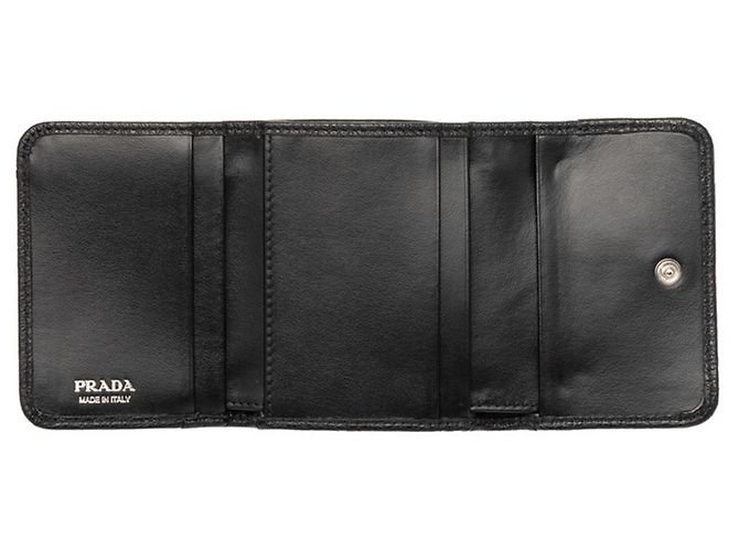 Prada Tri-Fold Wallet in Black Vitello Daino Leather - view 4