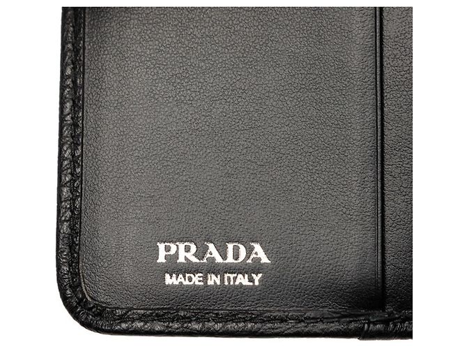 Prada Tri-Fold Wallet in Black Vitello Daino Leather - view 6