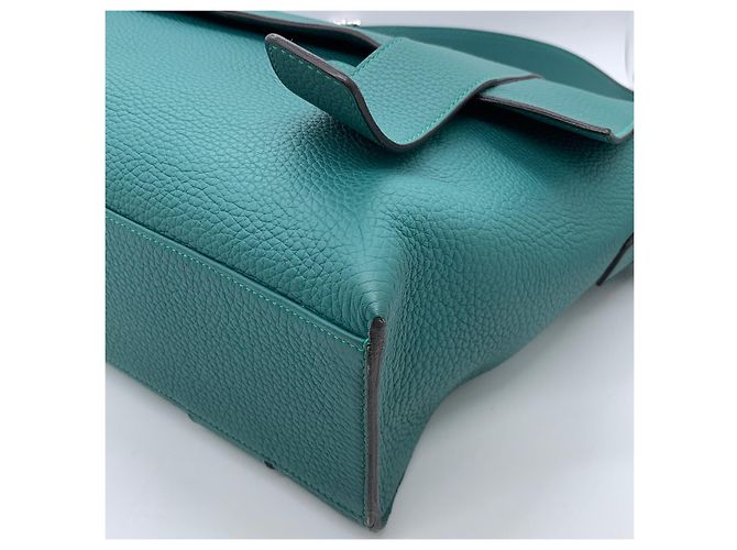 Borsa postina Hermès Alfred in pelle blu pavone Verde - vista 6