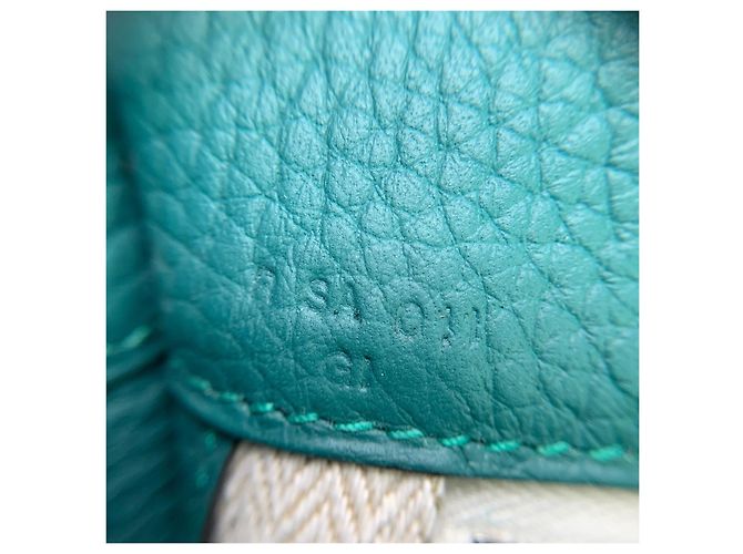 Borsa postina Hermès Alfred in pelle blu pavone Verde - vista 8