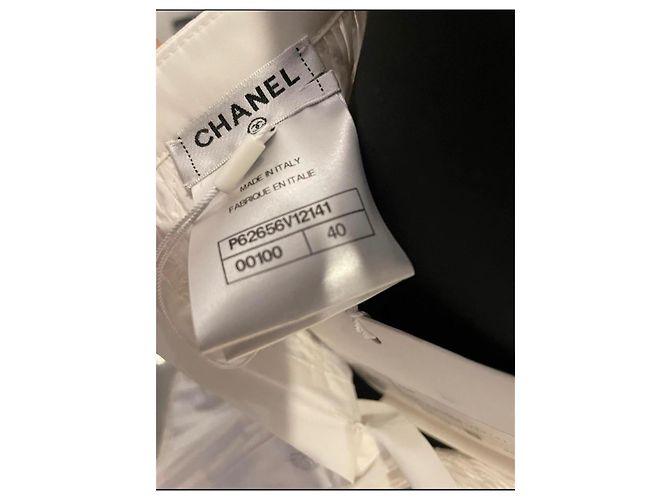 Top Chanel de algodão cor eggshell Fora de branco - vista 10