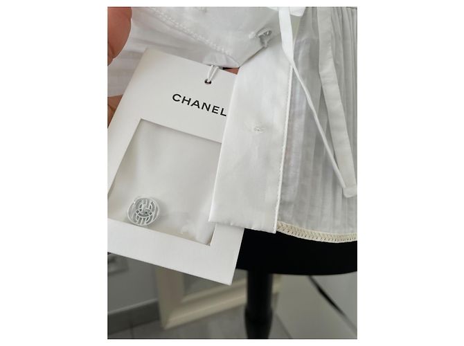 Top Chanel de algodão cor eggshell Fora de branco - vista 11