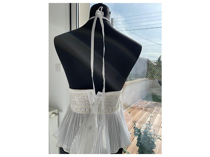 Top Chanel de algodão cor eggshell Fora de branco - vista 13