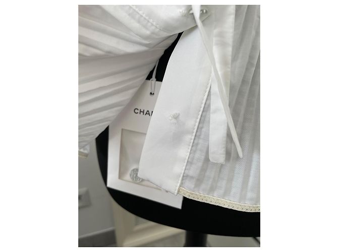 Top Chanel de algodão cor eggshell Fora de branco - vista 14