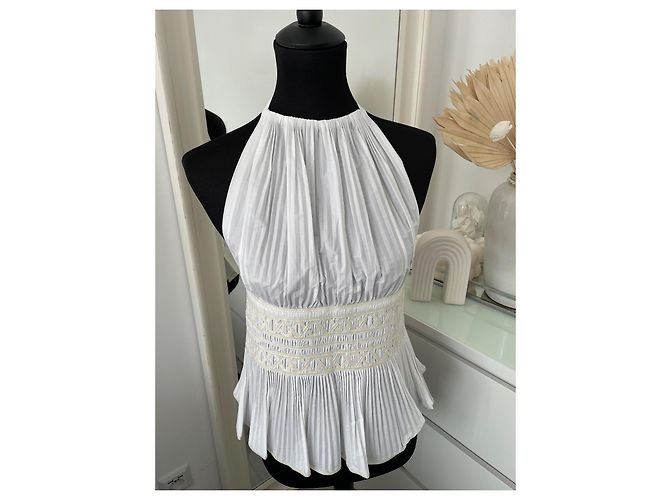 Top Chanel de algodão cor eggshell Fora de branco - vista 2