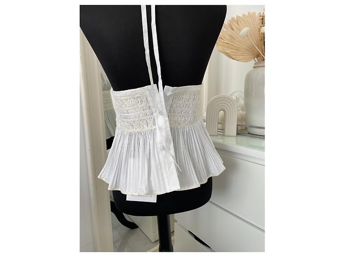 Top Chanel de algodão cor eggshell Fora de branco - vista 3