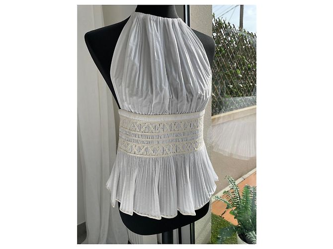 Top Chanel de algodão cor eggshell Fora de branco - vista 4