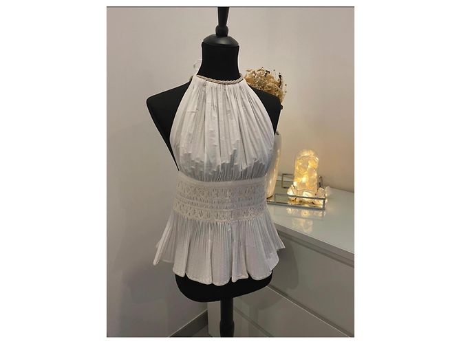 Top Chanel de algodão cor eggshell Fora de branco - vista 5