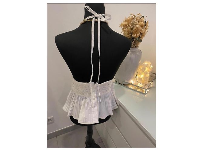Top Chanel de algodão cor eggshell Fora de branco - vista 6