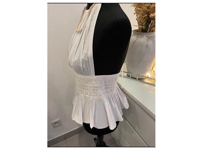 Top Chanel de algodão cor eggshell Fora de branco - vista 7