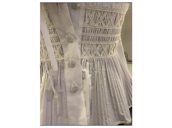 Top Chanel de algodão cor eggshell Fora de branco - vista 8