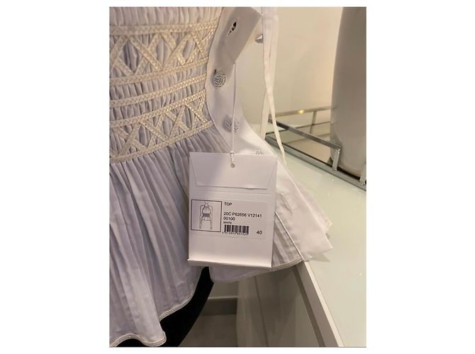 Top Chanel de algodão cor eggshell Fora de branco - vista 9