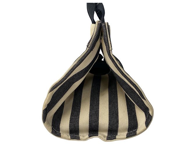Borsa tote in tela Cannes PM di Hermès con pochette Nero Bianco - vista 3